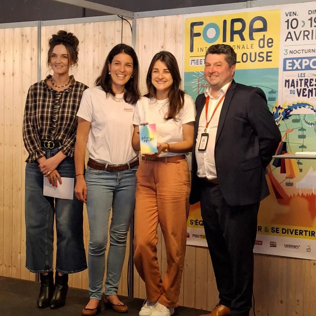 Remise du prix de l'innovation par les Galeries Lafayette à La Bande à Lolo lors de la Foire de Toulouse.