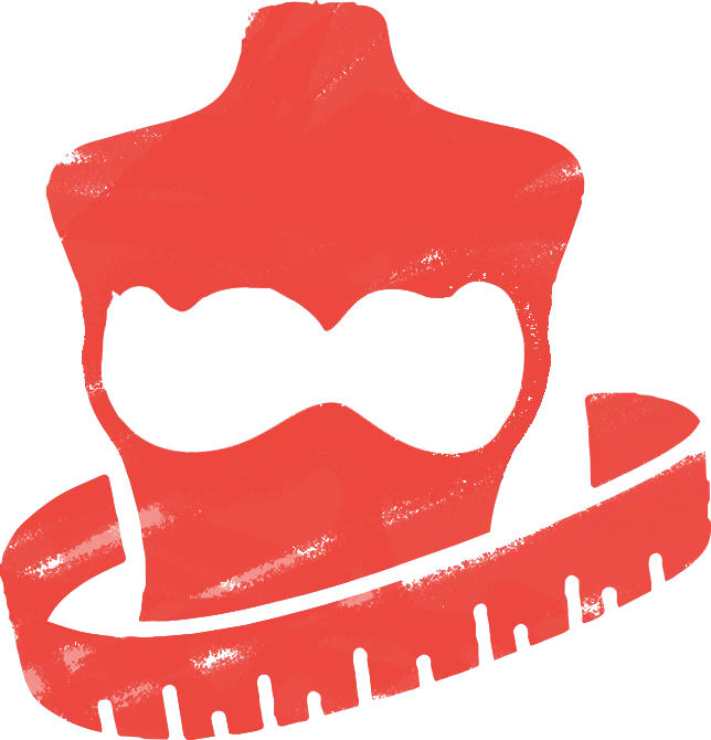 Pictogramme montrant un buste dessiné avec mètre de couture symbolisant le sur-mesure